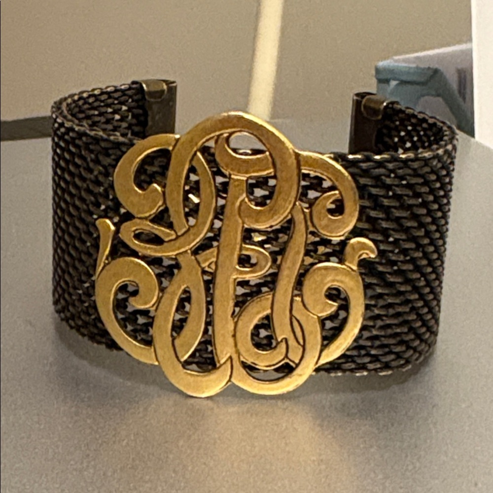 Rare Vintage JOHN WIND mesh bracelet, gunmetal and gold tone